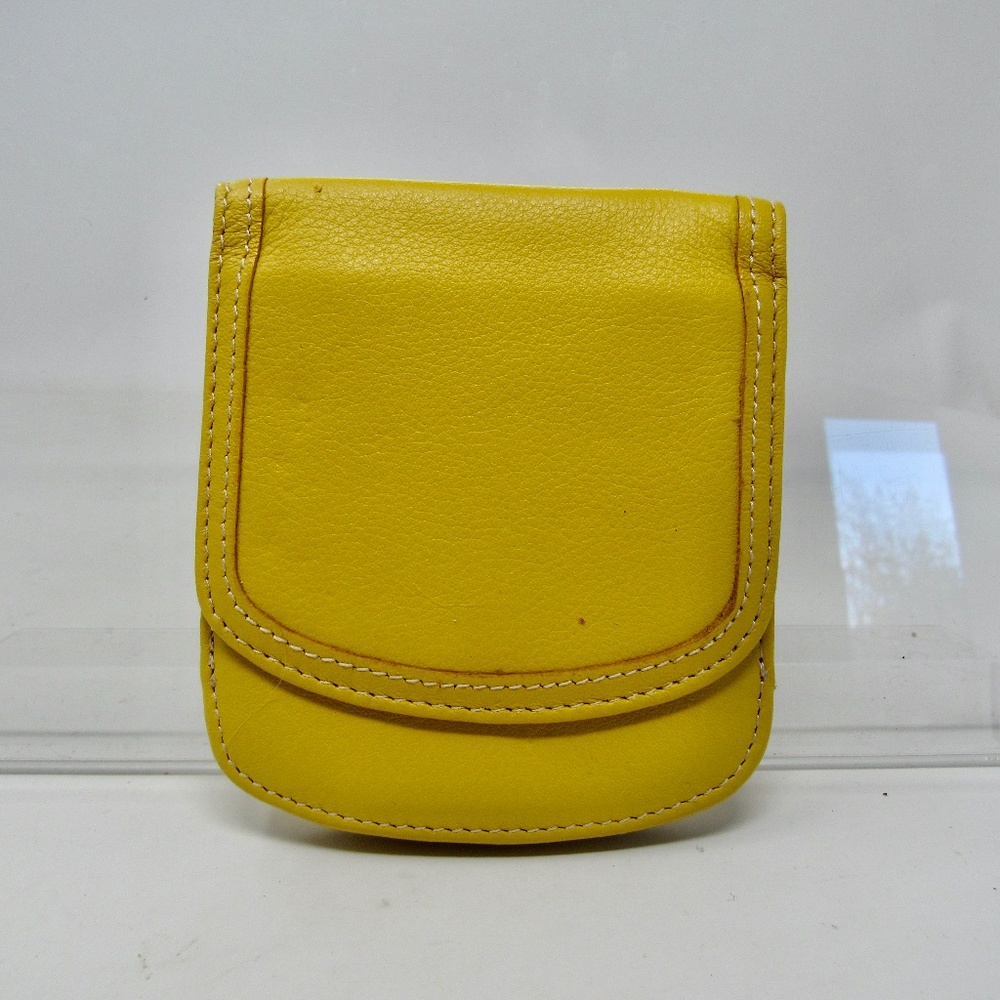 TAXI Wallet Small Fold Snap Closure on coin 4" long Yellow Leather